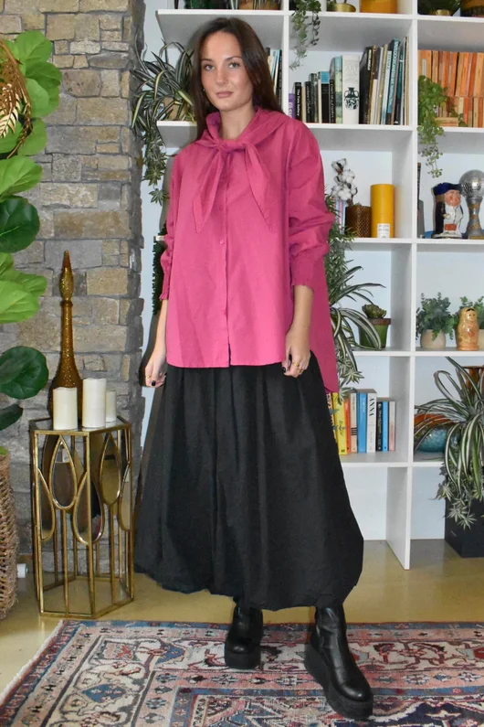 Paloma Tela Neckerchief Blouse Deep Raspberry
